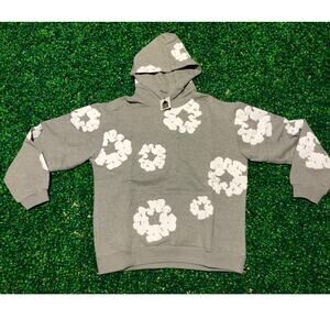 Denim Tears Gray/White Hoodie Size Medium